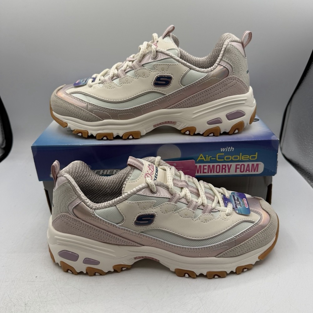 Skechers D'Lites Dazzling Shine Shoes Womens Sz 8 Light Pink Sneakers 150556